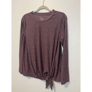 Time and Tru Maternity Purple Knit Tie Long Sleeve T-Shirt M (8-10)